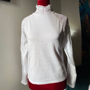 mock neck long sleeve with lace detailing